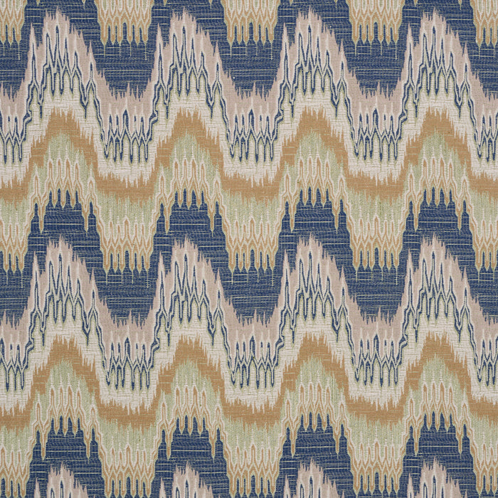 Schumacher Elio Flamestitch Indigo Fabric Sample 86131