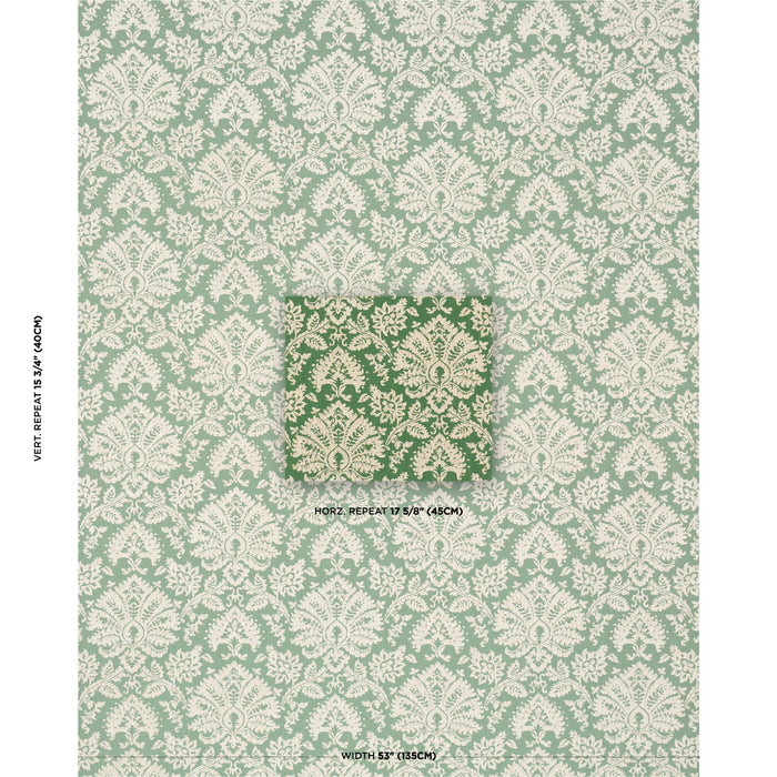 Schumacher Gianna Embroidery Emerald Fabric Sample 86160