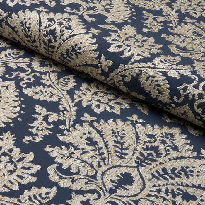Schumacher Gianna Embroidery Indigo Fabric Sample 86161
