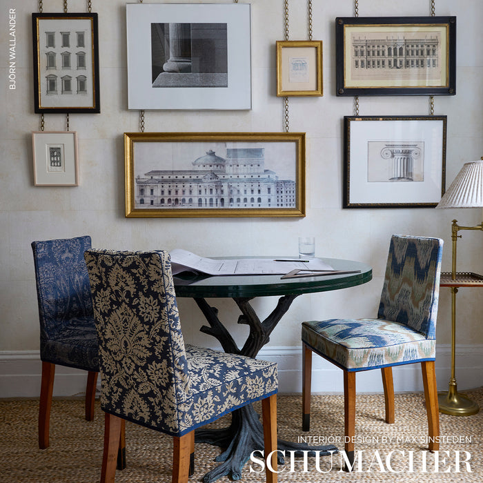 Schumacher Gianna Embroidery Indigo Fabric Sample 86161