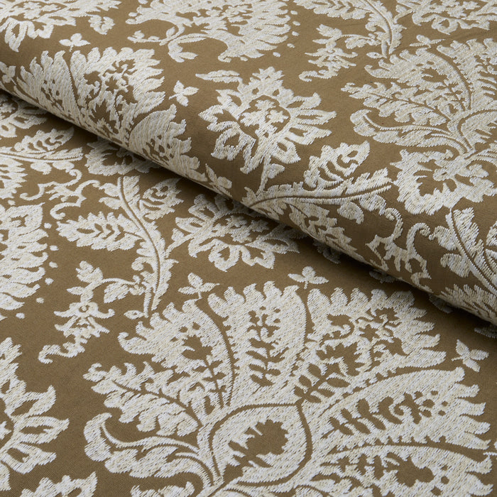 Schumacher Gianna Embroidery Caramel Fabric Sample 86162