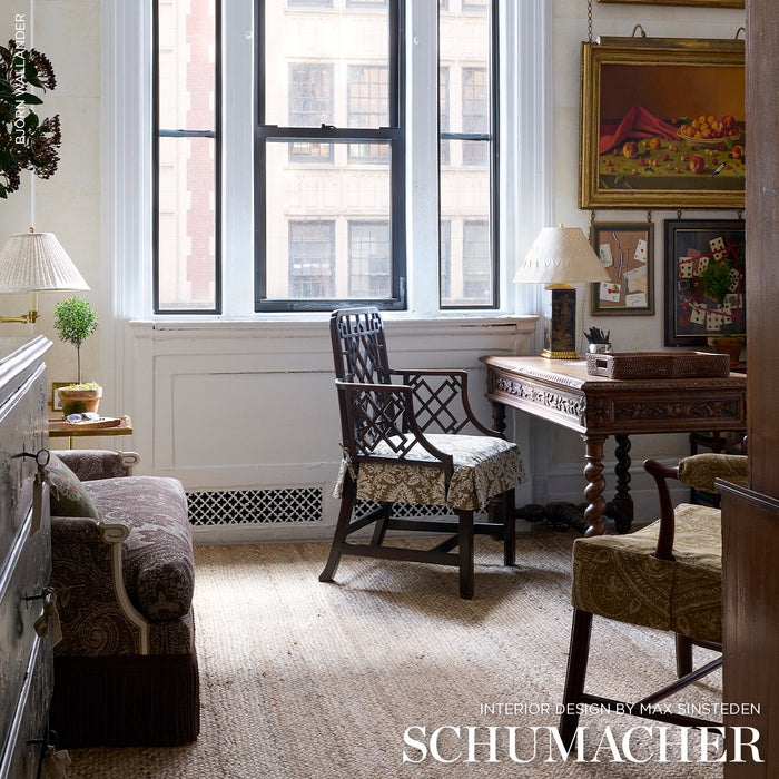 Schumacher Gianna Embroidery Caramel Fabric Sample 86162