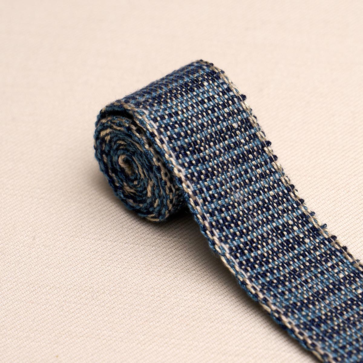 Schumacher Tweed Tape Narrow Indigo Trim 86200