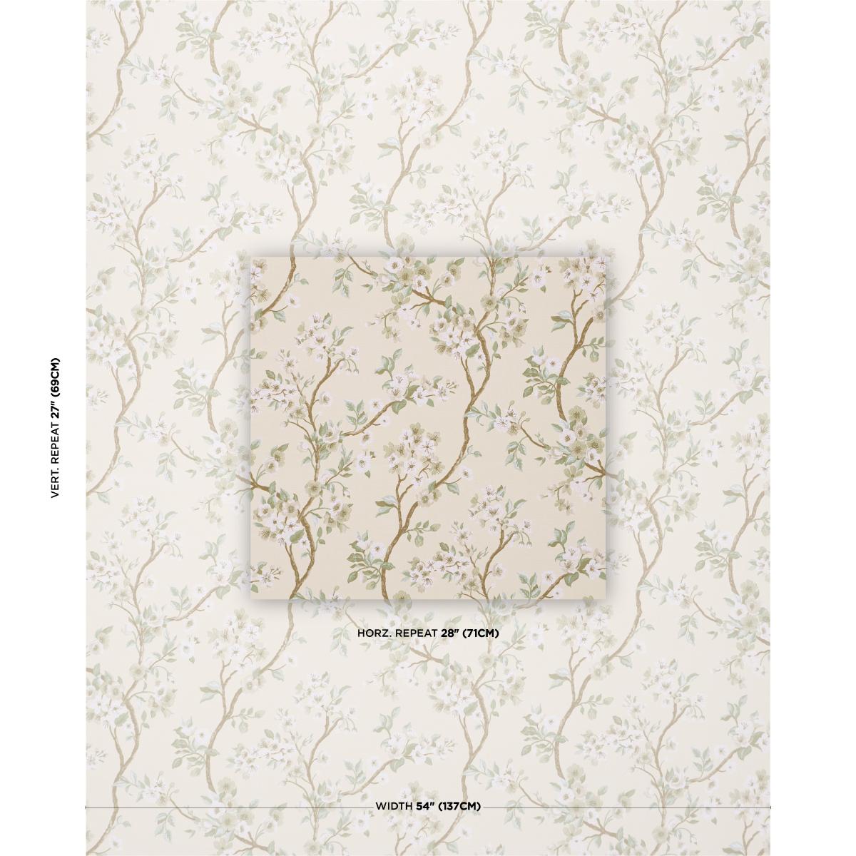 Schumacher Cherry Blossom Citron Fabric Sample 86220