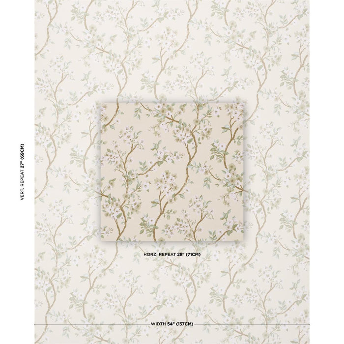 Schumacher Cherry Blossom Citron Fabric 86220