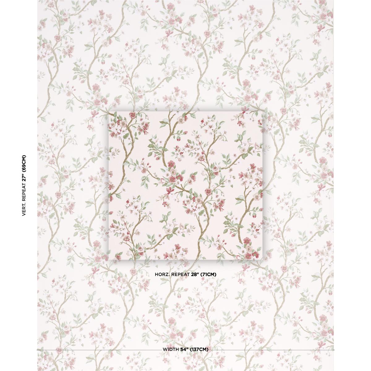 Schumacher Cherry Blossom Cherry Fabric Sample 86221