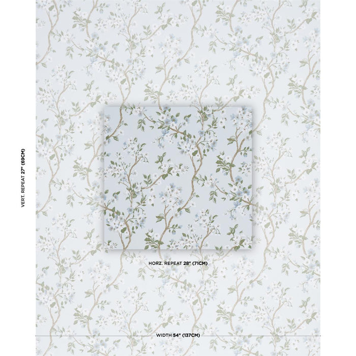 Schumacher Cherry Blossom Sky Fabric 86222