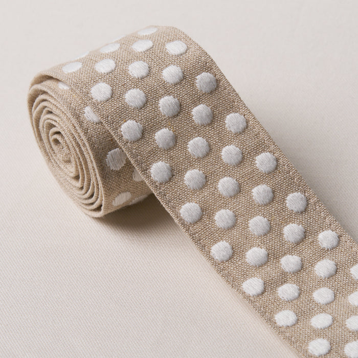 Schumacher Dotted Embroidered Tape Natural Trim 86290