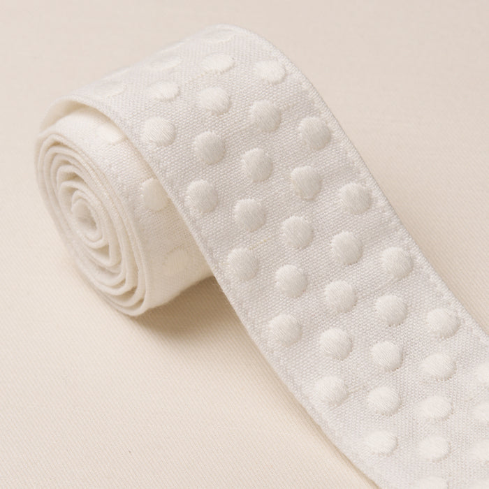 Schumacher Dotted Embroidered Tape Ivory Trim 86291
