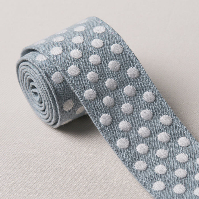 Schumacher Dotted Embroidered Tape Sky Trim 86292
