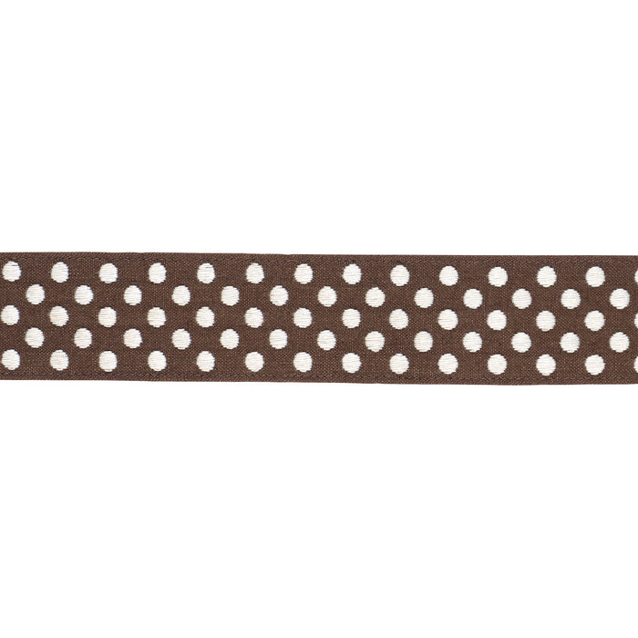 Schumacher Dotted Embroidered Tape Brown Trim Sample 86294