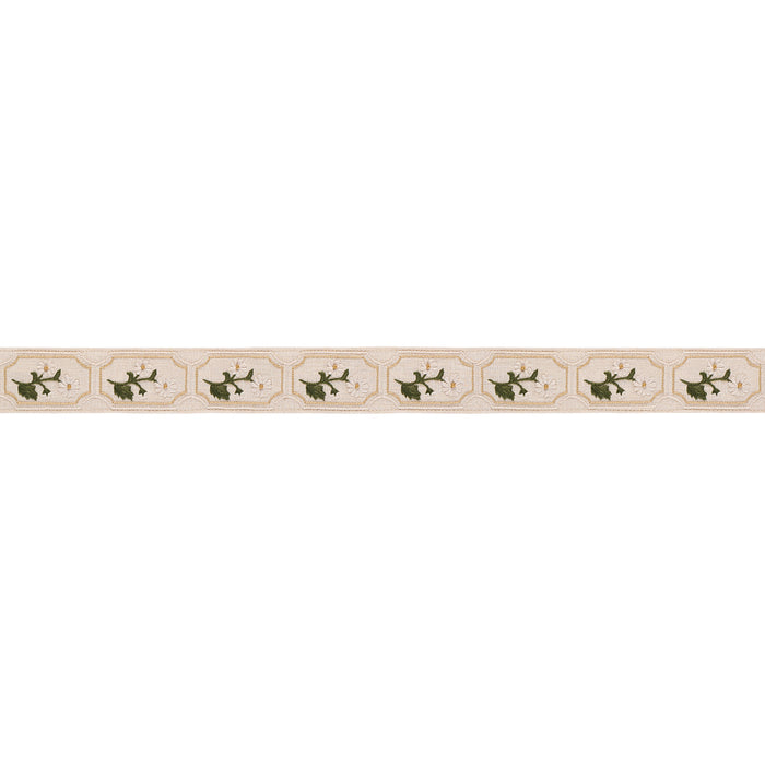 Schumacher Jolie Hand Embroidered Tape Neutral Trim Sample 86300