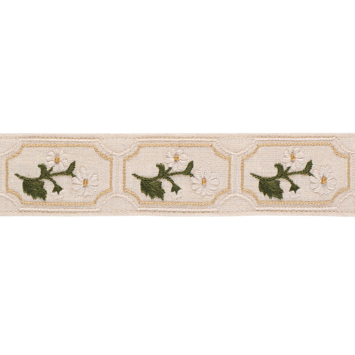 Schumacher Jolie Hand Embroidered Tape Neutral Trim Sample 86300