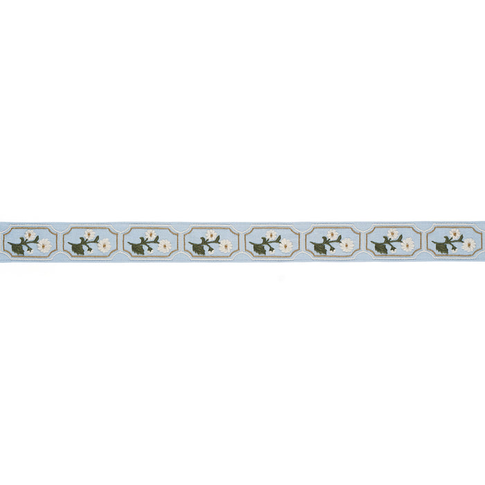 Schumacher Jolie Hand Embroidered Tape Sky Trim Sample 86301