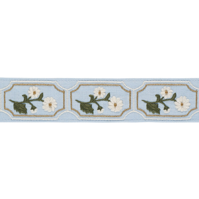 Schumacher Jolie Hand Embroidered Tape Sky Trim 86301
