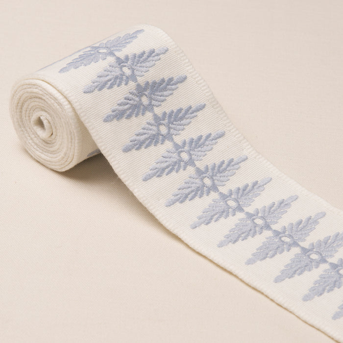 Schumacher Genevieve Embroidered Tape Sky Trim Sample 86320