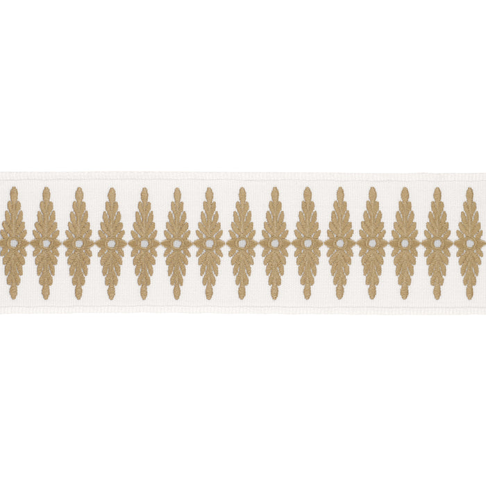 Schumacher Genevieve Embroidered Tape Neutral Trim Sample 86321