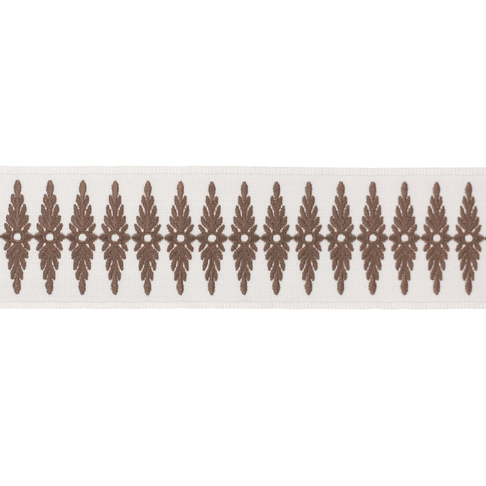 Schumacher Genevieve Embroidered Tape Brown Trim Sample 86323