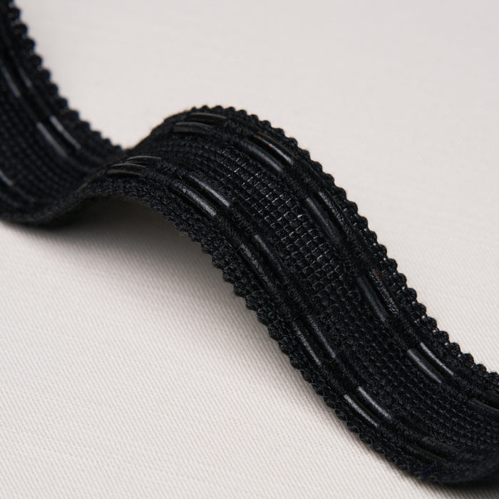 Schumacher Leather Cord Tape Noir Trim Sample 86380