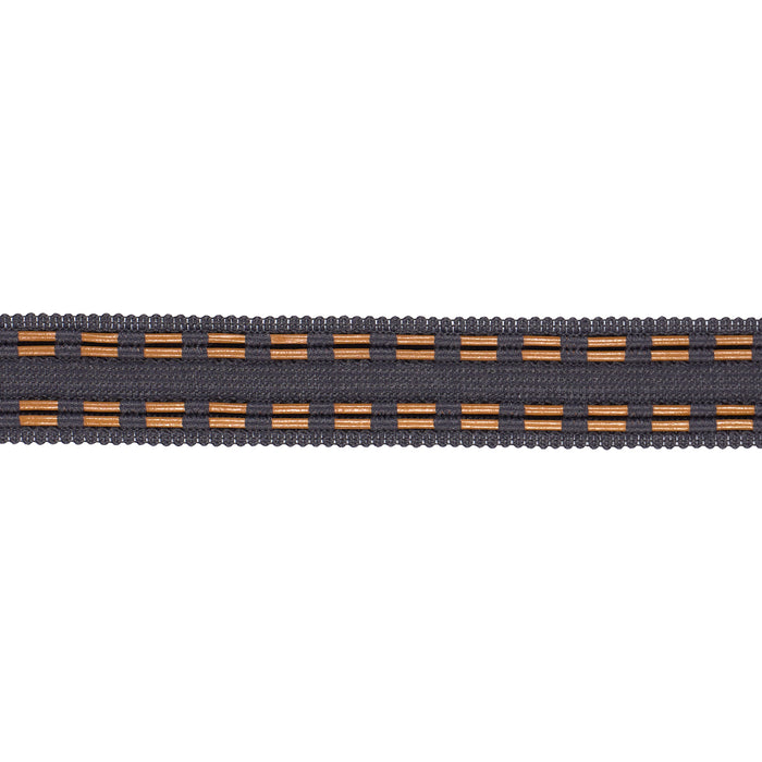 Schumacher Leather Cord Tape Charcoal Trim Sample 86381