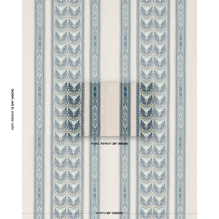 Schumacher Ayla Embroidery Ocean Fabric Sample 86550