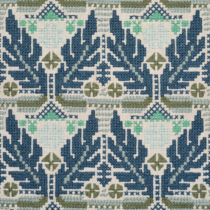 Schumacher Ayla Embroidery Ocean Fabric 86550
