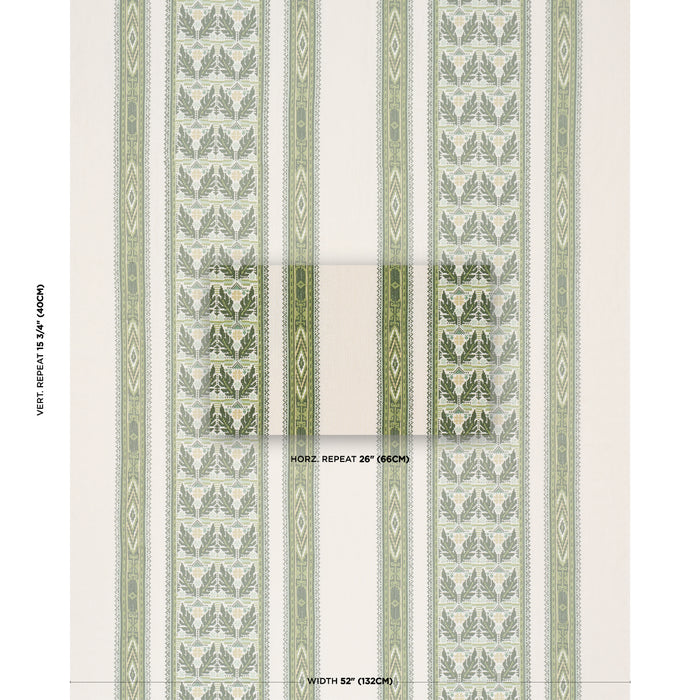 Schumacher Ayla Embroidery Green Fabric Sample 86551