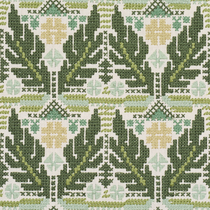 Schumacher Ayla Embroidery Green Fabric 86551