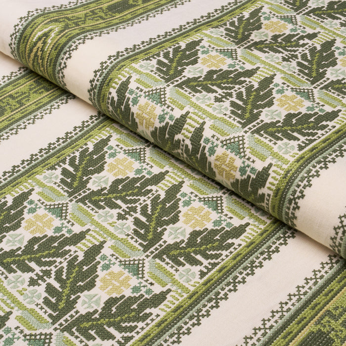 Schumacher Ayla Embroidery Green Fabric 86551