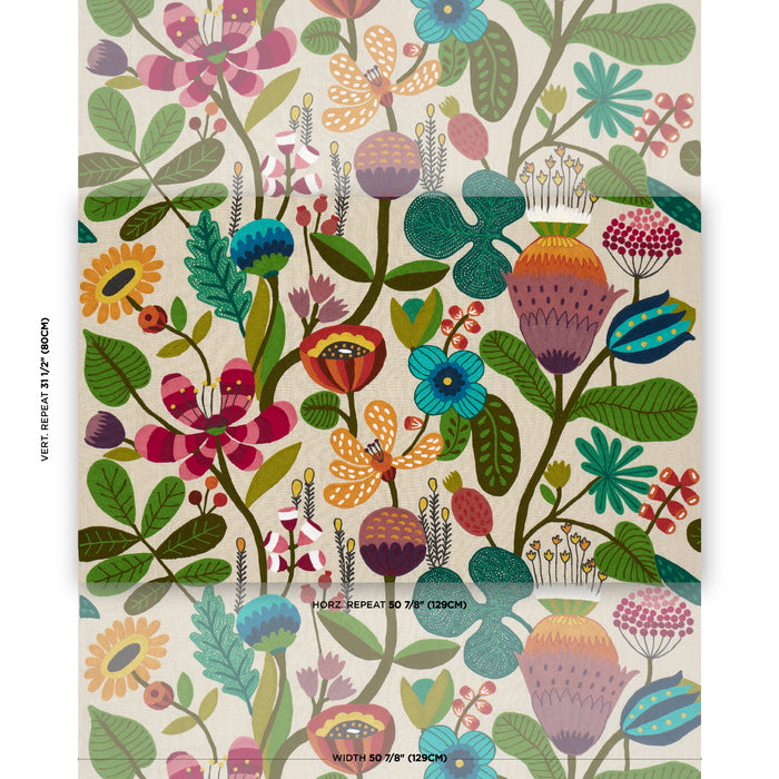Schumacher Modern Botanical Embroidery Paradise Fabric Sample 86570