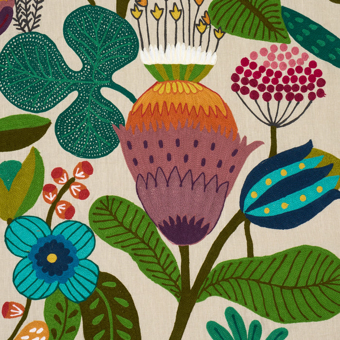 Schumacher Modern Botanical Embroidery Paradise Fabric Sample 86570