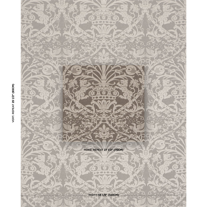Schumacher Dougal Damask Smoke Fabric Sample 86590