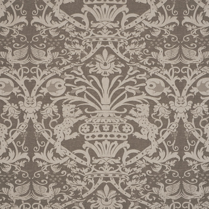 Schumacher Dougal Damask Smoke Fabric Sample 86590