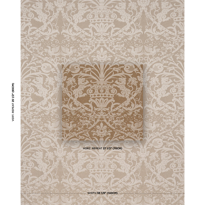 Schumacher Dougal Damask Wheat Fabric Sample 86591