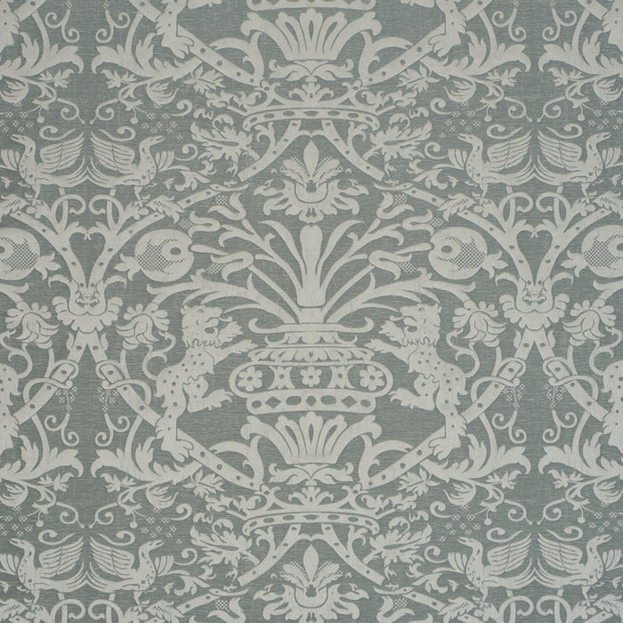 Schumacher Dougal Damask Mist Fabric Sample 86592