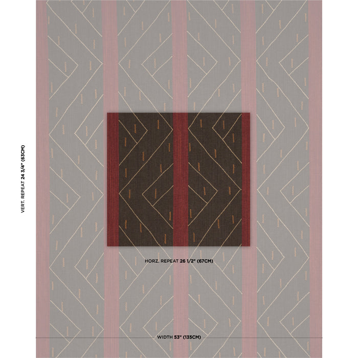 Schumacher Kapanga Embroidery Brown Fabric Sample 86701