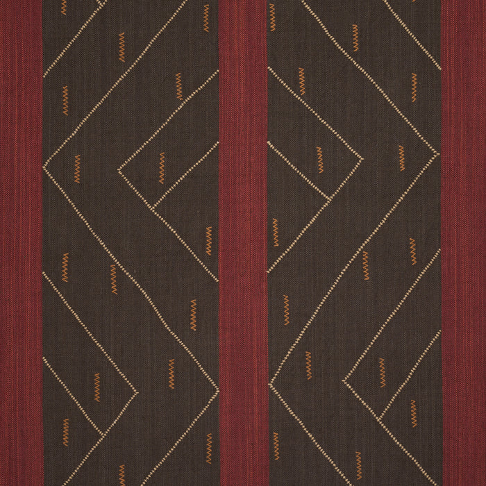 Schumacher Kapanga Embroidery Brown Fabric Sample 86701