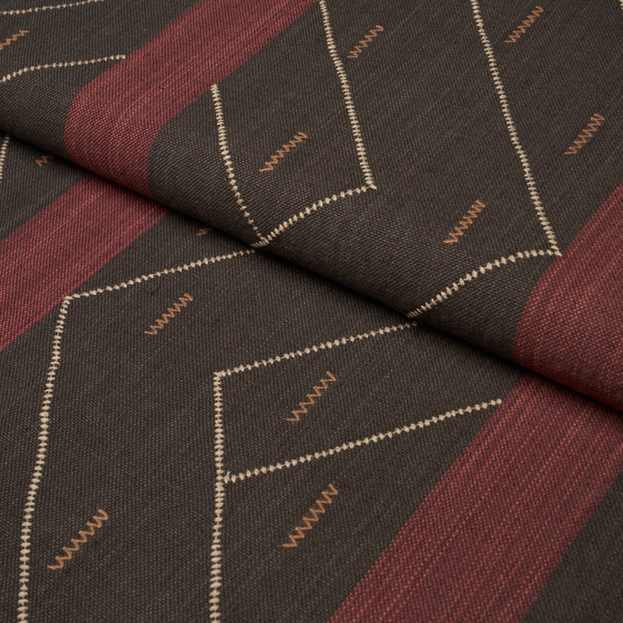 Schumacher Kapanga Embroidery Brown Fabric Sample 86701