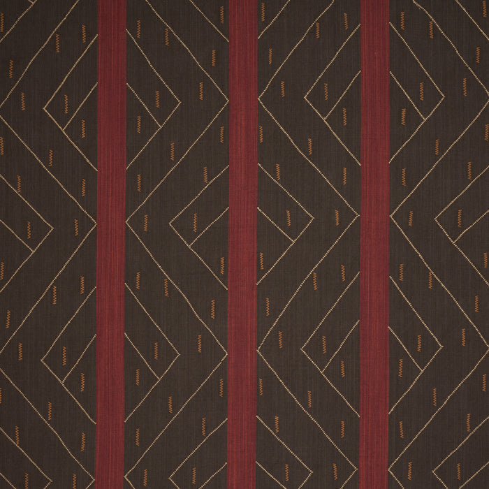 Schumacher Kapanga Embroidery Brown Fabric 86701