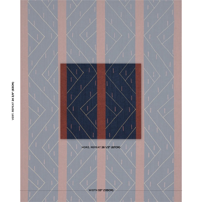 Schumacher Kapanga Embroidery Indigo Fabric Sample 86702