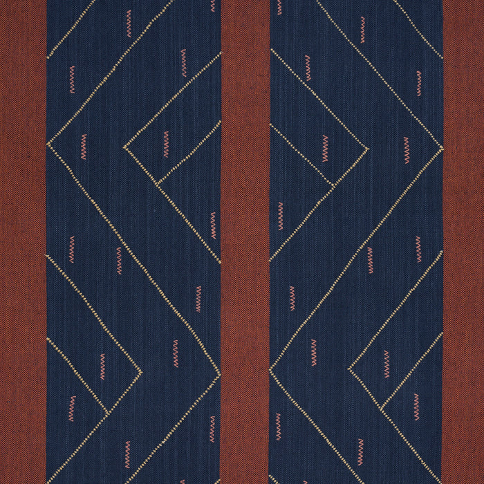 Schumacher Kapanga Embroidery Indigo Fabric 86702