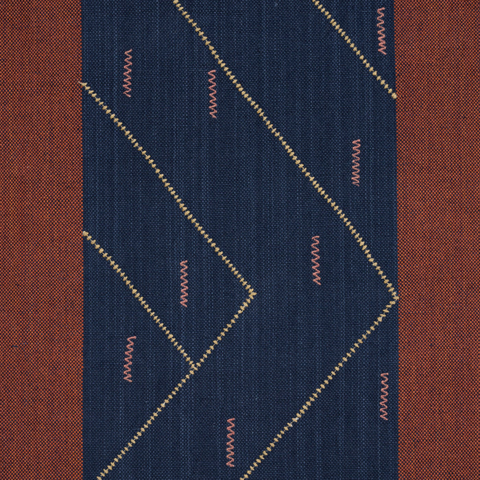 Schumacher Kapanga Embroidery Indigo Fabric Sample 86702