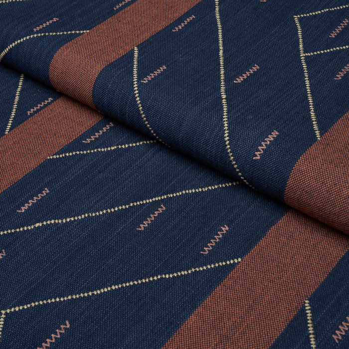 Schumacher Kapanga Embroidery Indigo Fabric 86702