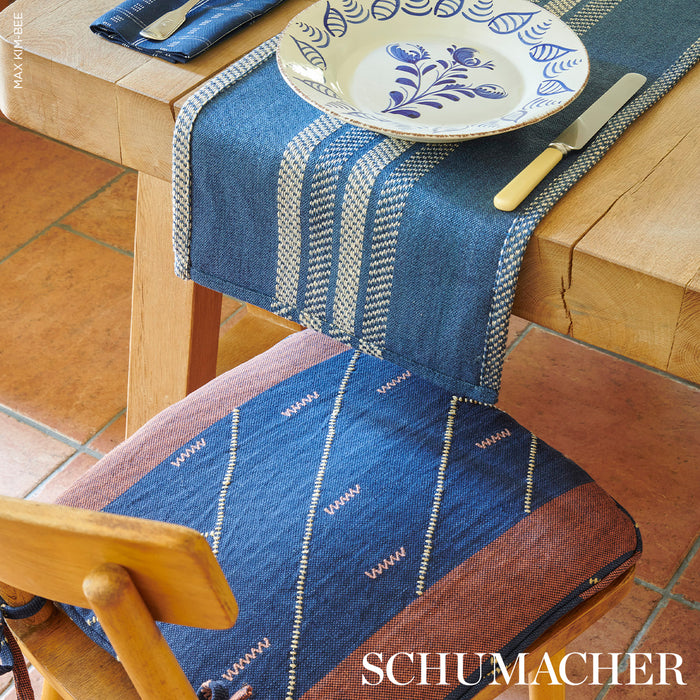 Schumacher Kapanga Embroidery Indigo Fabric 86702