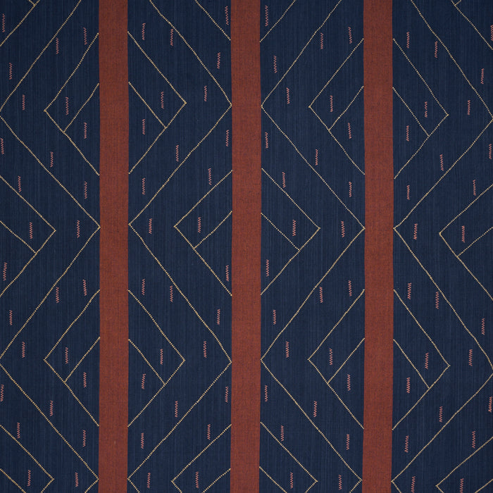 Schumacher Kapanga Embroidery Indigo Fabric 86702