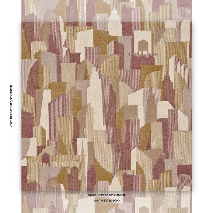 Schumacher The City's Silent Lines Indoor/Outoor Merlot Fabric Sample 86831