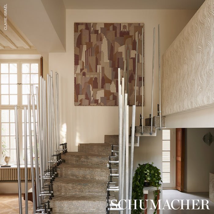 Schumacher The City's Silent Lines Indoor/Outoor Merlot Fabric Sample 86831