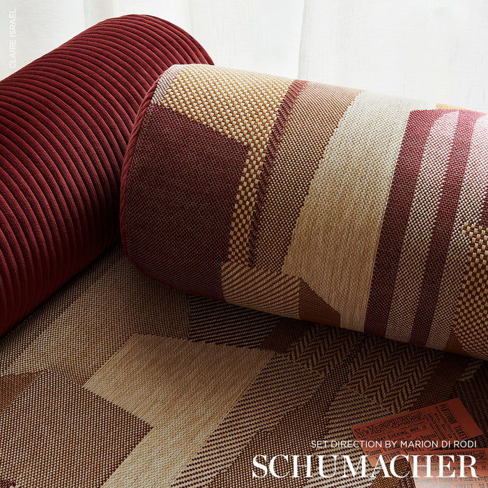 Schumacher The City's Silent Lines Indoor/Outoor Merlot Fabric 86831