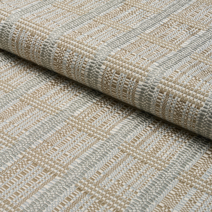 Schumacher Skyline Plaid Stone Fabric Sample 86850