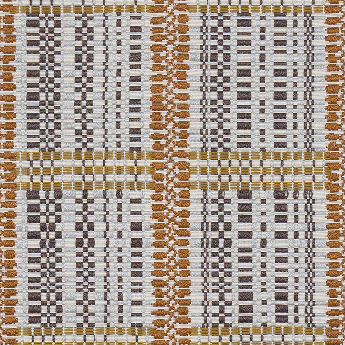 Schumacher Skyline Plaid Bronze Fabric Sample 86852
